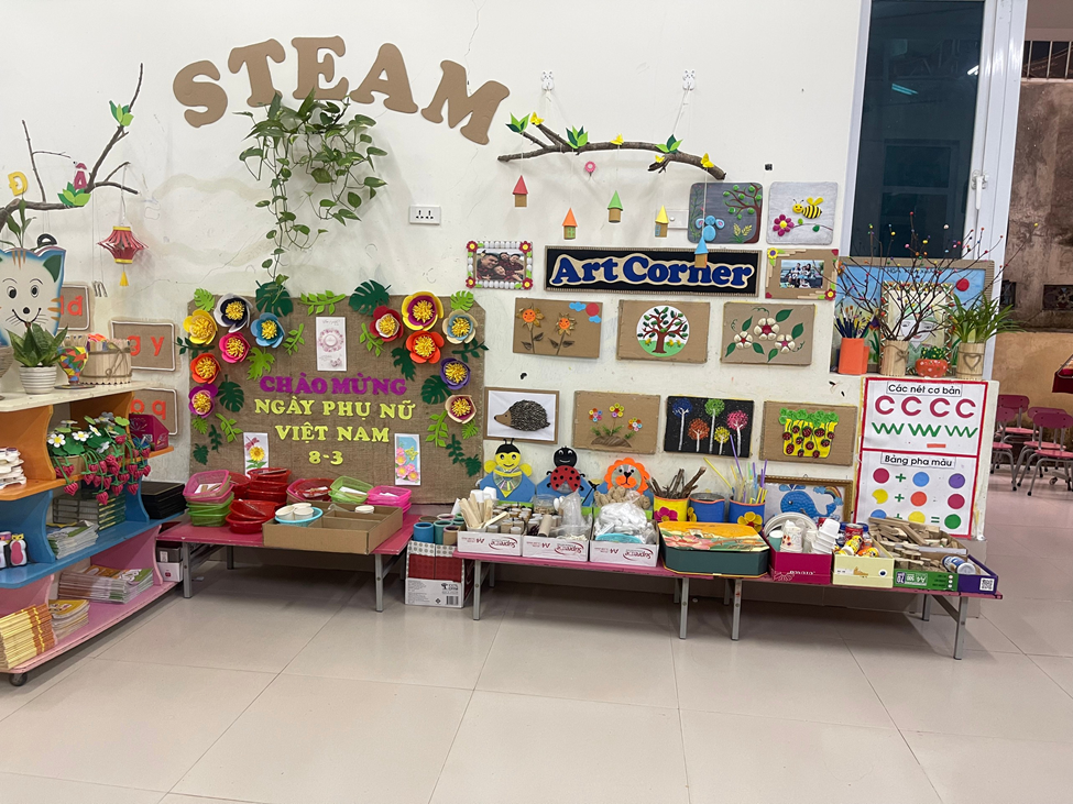 Không gian, bố trí và trang trí trong góc thư viện mầm non STEAM