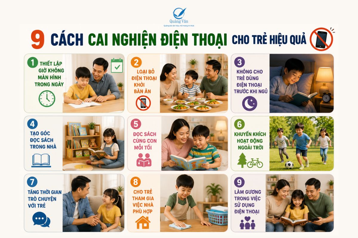 9 cách cai nghiện điện thoại cho trẻ hiệu quả