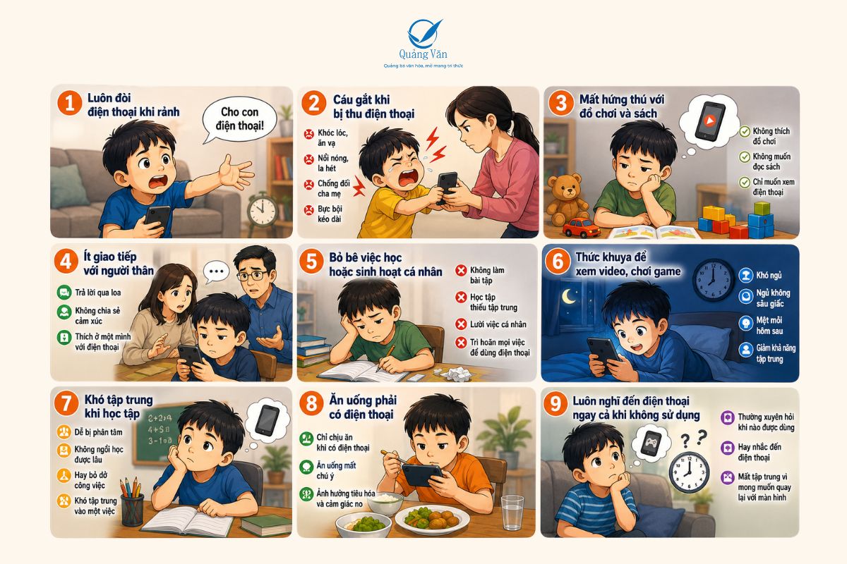 9 Dấu Hiệu Cho Thấy Trẻ Em Nghiện Điện Thoại