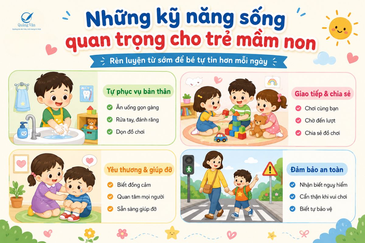 Những kỹ năng sống quan trọng trẻ mầm non cần được rèn luyện