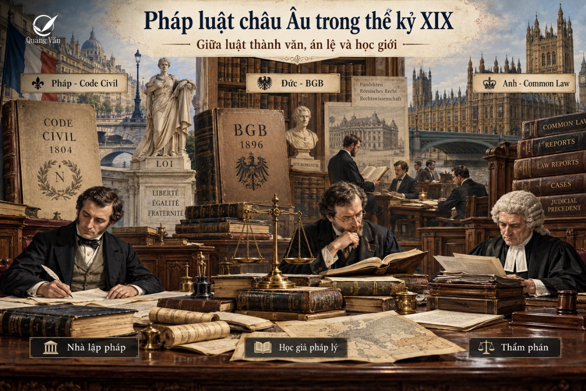 Pháp luật châu Âu trong thế kỷ XIX: Giữa luật thành văn, án lệ và học giới